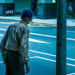 Old man waiting to cross the street in wanhua district taipei taiwan