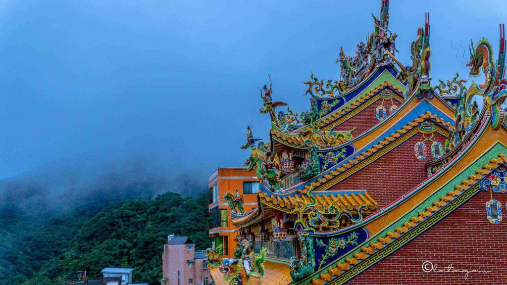 roof of a buddhist temple in jiufen taiwan