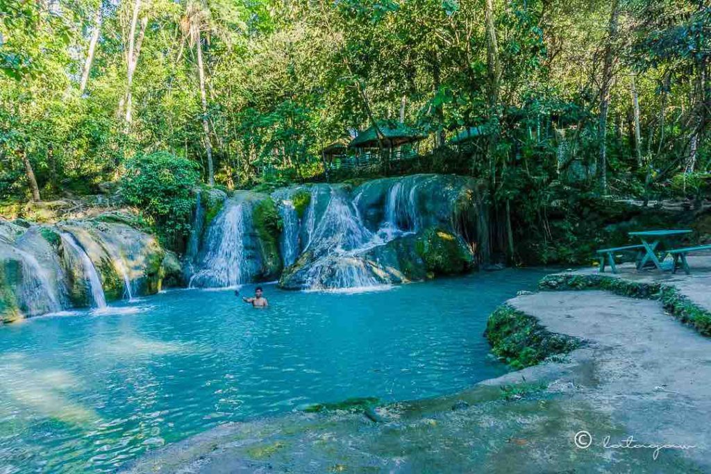 wide view of hagimit falls located in the island garden city of samal davao del norte