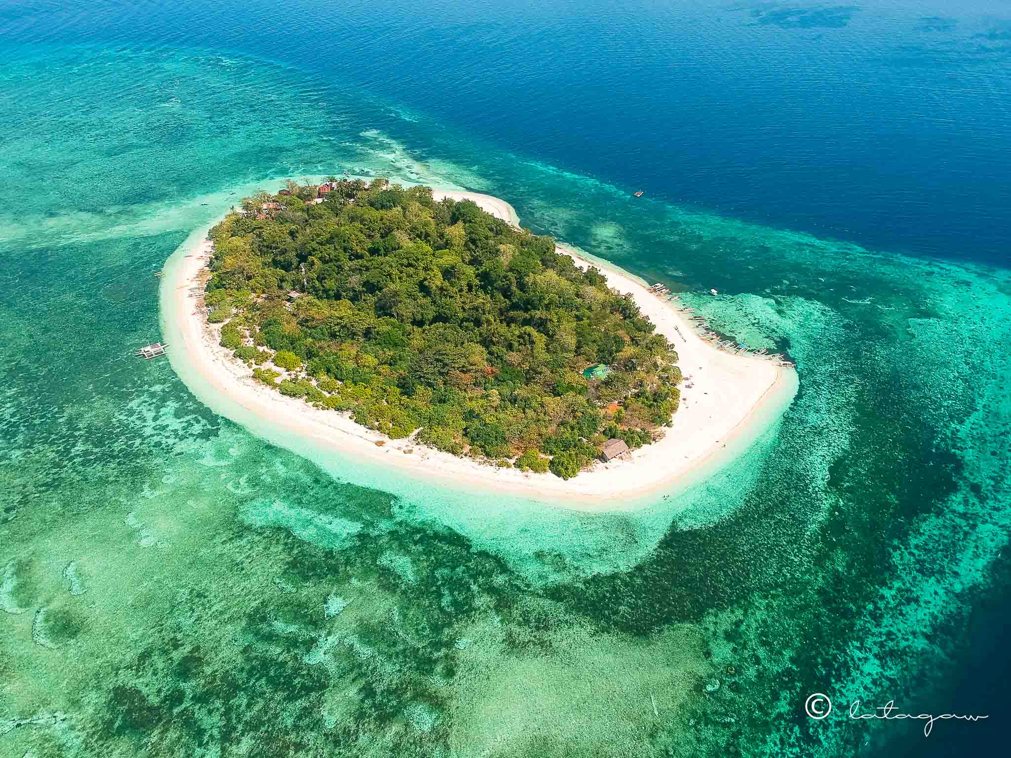 top view of mantigue island in camiguin island philippines